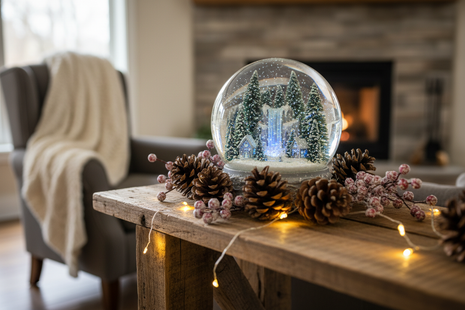 Enchanted Forest Snow Globe with Woodland Creatures