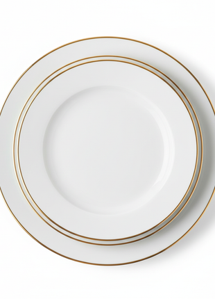 White and gold ceramic dinner plate set of 4