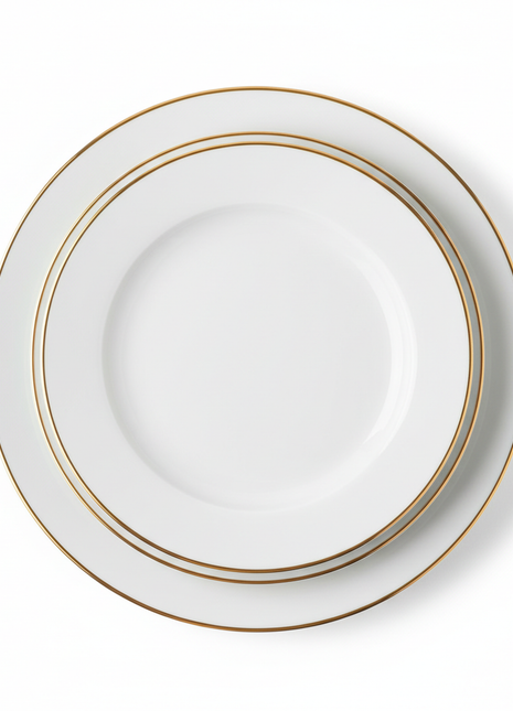 White & Gold Ceramic Dinner Plate Set (Set of 4)