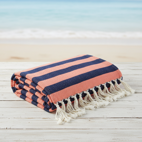 Boho Stripe Cotton Beach Mat with Tassels