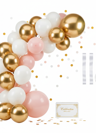 Balloon Arch Kit - Gold, White & Blush Pink