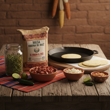 Salvadoran Pupusa Kit – Masa, Loroco & Chicharrón Filling Set