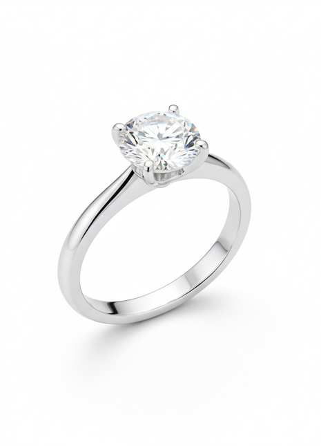 Women's Diamond Solitaire Ring – 14K White Gold