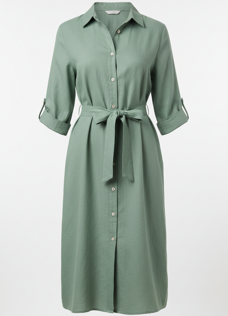 Sage Linen Shirt Dress