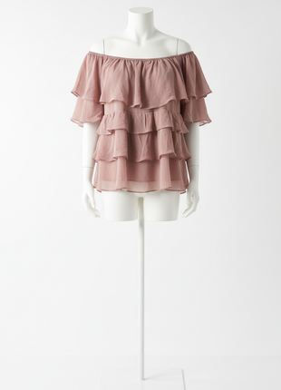 Dusty Rose Off-Shoulder Ruffle Blouse