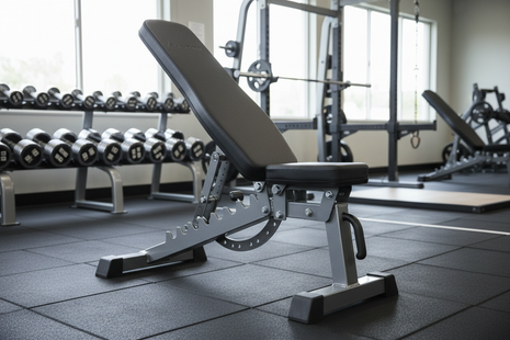 Premium adjustable weight bench in professional gym setting