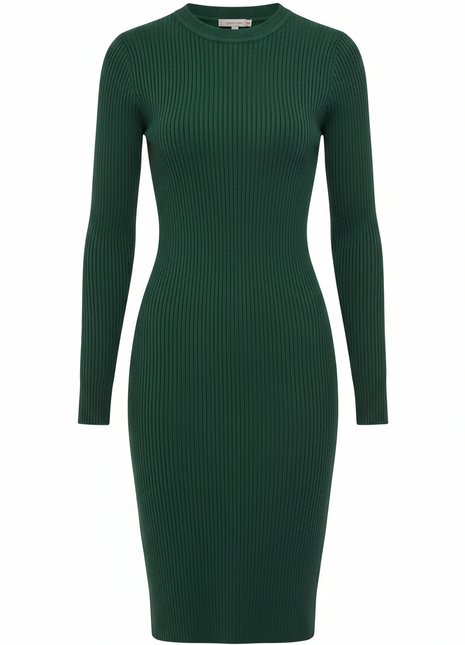 Forest Green Ribbed Bodycon Dress