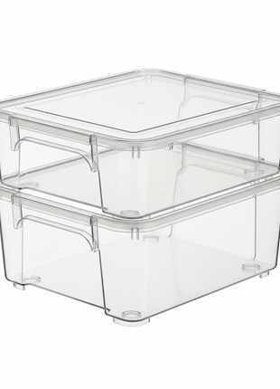 Stackable Storage Bins Set of 3 - Clear Plastic Organizers