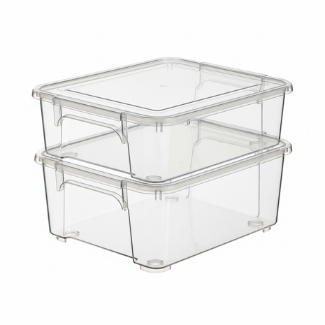 Set of 3 stackable clear storage bins