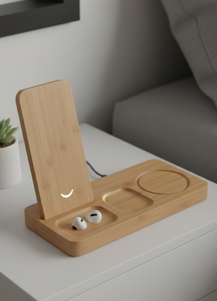 Bamboo Multi-Device Wireless Charging Station