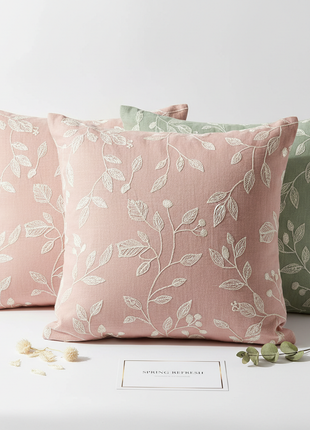 Botanical Linen Throw Pillow Covers (Set of 2)