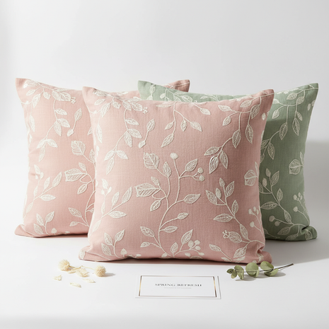 Botanical Linen Throw Pillow Covers (Set of 2)