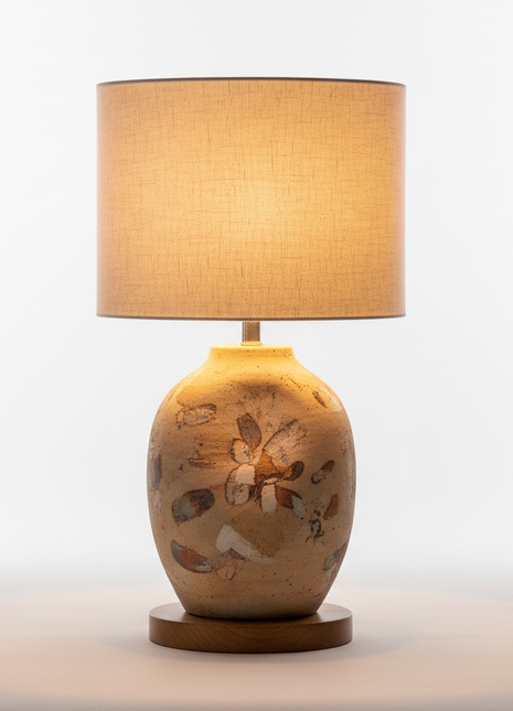 Artisan Ceramic Table Lamp with Linen Shade