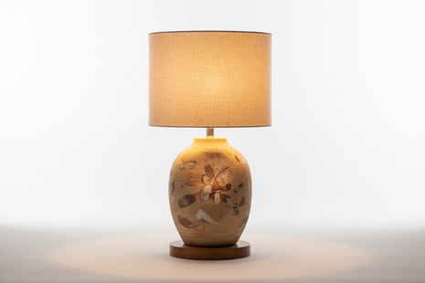 Artisan Ceramic Table Lamp with Linen Shade