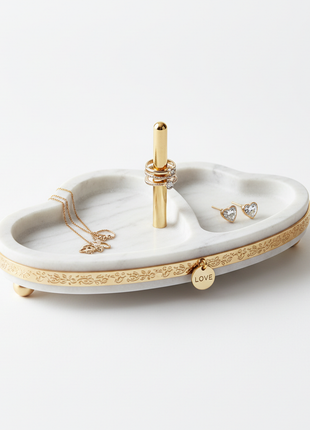 Sweetheart Marble & Brass Jewelry Tray
