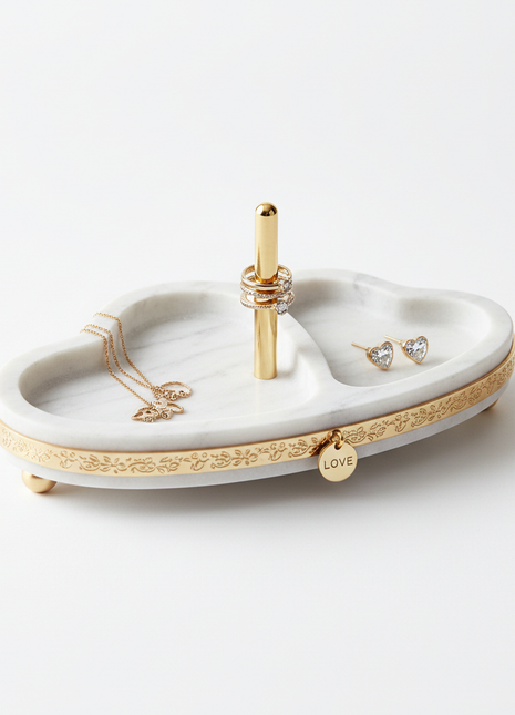 Sweetheart Marble & Brass Jewelry Tray
