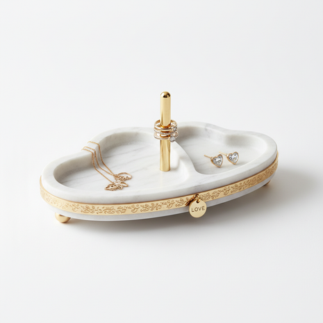 Sweetheart Marble & Brass Jewelry Tray