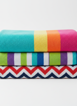Colorful striped oversized beach towels