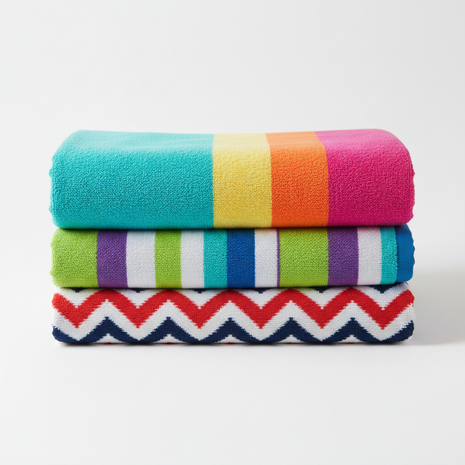 Colorful striped oversized beach towels
