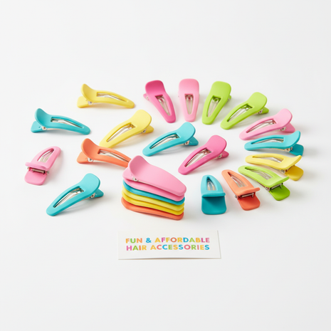 Set of colorful silicone snap hair clips in bright summer colors