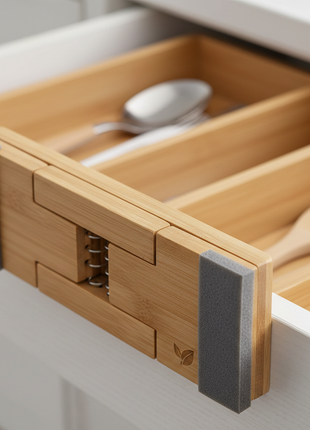 Adjustable Drawer Dividers Set of 4 - Bamboo Organizers
