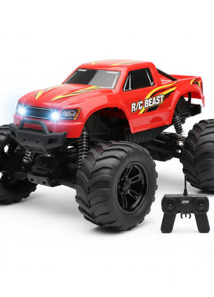 TurboRex RC Monster Truck in red and black with large off-road tires