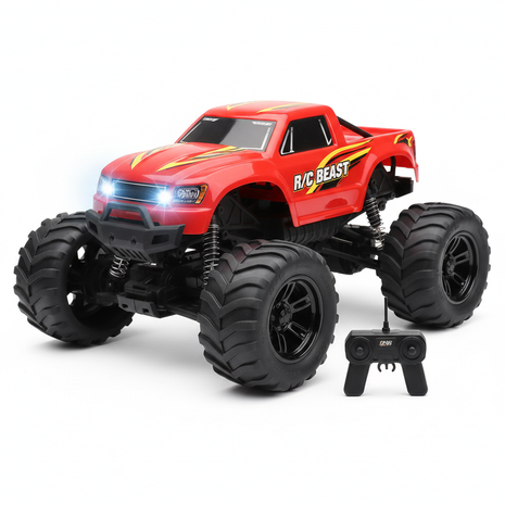 TurboRex RC Monster Truck in red and black with large off-road tires