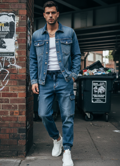 Indigo Denim Overshirt & Jogger Set