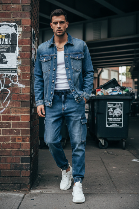 Indigo Denim Overshirt & Jogger Set