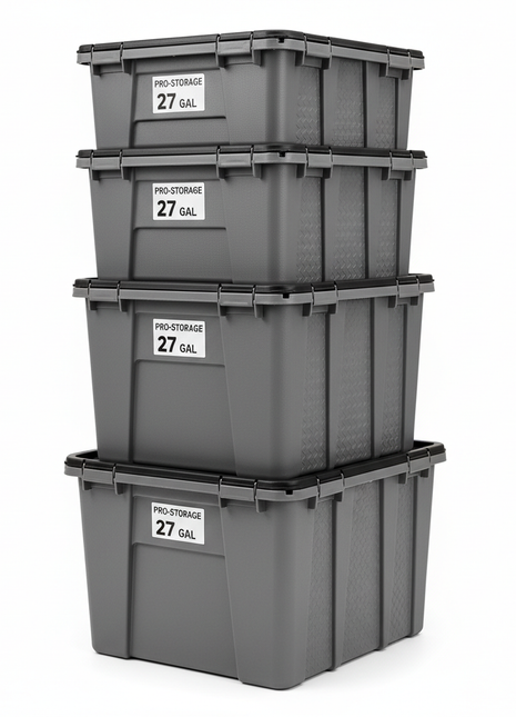 Heavy-Duty Plastic Storage Bins with Lids - 3 Pack