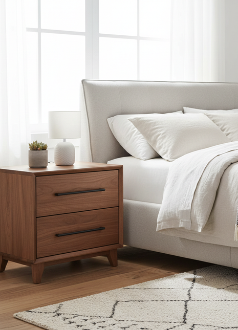 2-Drawer Wooden Nightstand