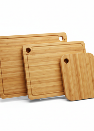 NaturalChef Bamboo Cutting Board Set of 3 in natural wood grain