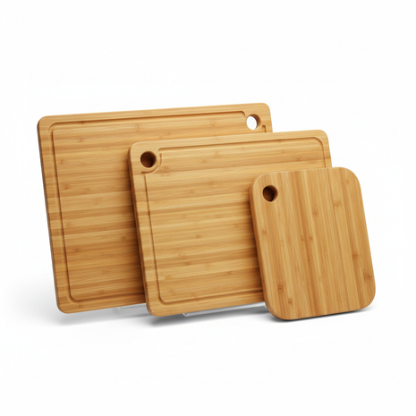 NaturalChef Bamboo Cutting Board Set of 3 in natural wood grain