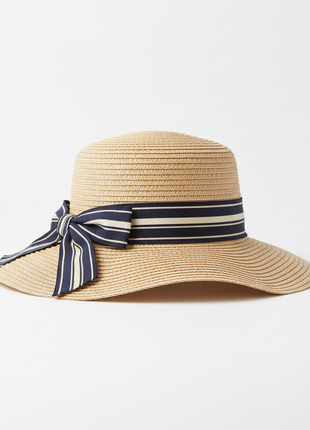 Wide-Brim Straw Sun Hat - Natural Beige