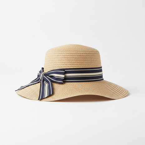 Wide-Brim Straw Sun Hat - Natural Beige