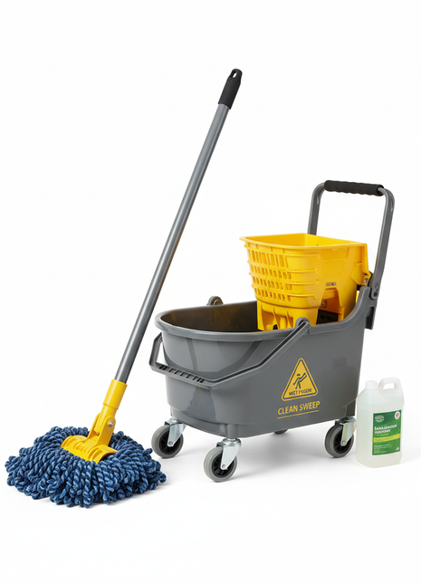 Industrial Floor Mop & Bucket Set - Commercial Cleaning System