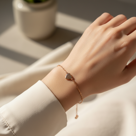 Rose Gold Heart Charm Bracelet