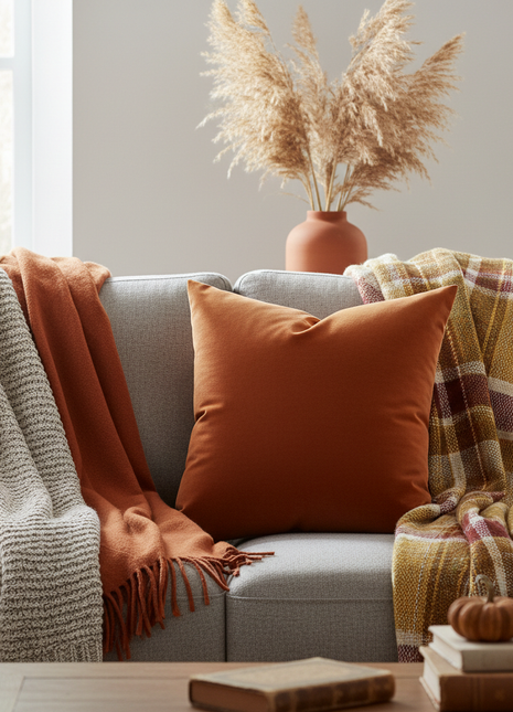 Burnt Orange Velvet Cushion