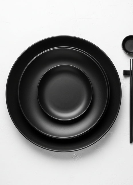 Matte Black Ceramic Dinner Plate Set (Set of 4)