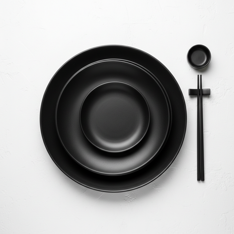 Matte black ceramic dinner plate set of 4