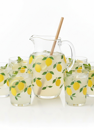 Glass Lemonade Pitcher & Glasses Set - 7 Piece