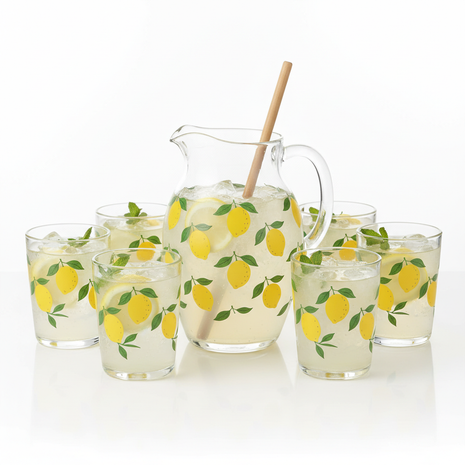Glass Lemonade Pitcher & Glasses Set - 7 Piece