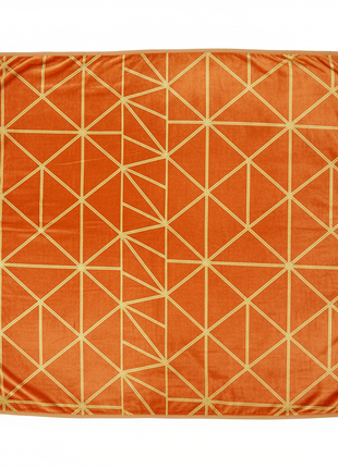 Luxury XL velvet-touch beach mat with sunset orange and gold geometric pattern