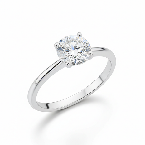 Elegant diamond solitaire engagement ring with platinum band