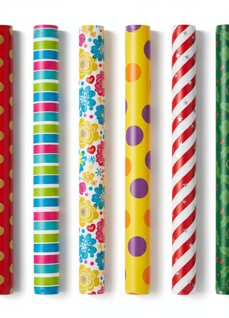 Decorative Wrapping Paper Rolls – 6-Pack Assorted Designs