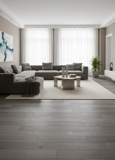 Dark Gray Wood Plank Peel and Stick Floor Tiles - 6x36 Inch (10 Pack)