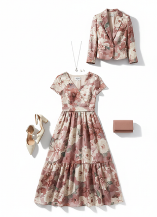 Floral Bloom Dress & Blazer Set