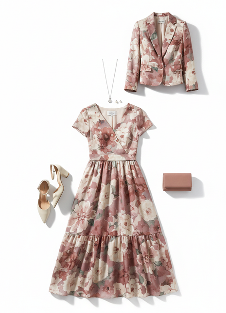 Floral Bloom Dress & Blazer Set