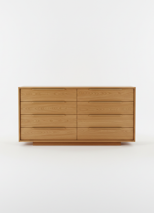 Modern Oak 6-Drawer Dresser with Brass Hardware