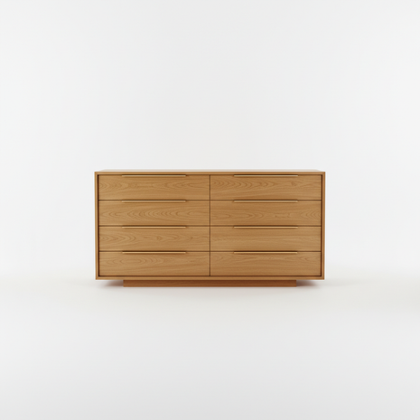 Modern Oak 6-Drawer Dresser with Brass Hardware